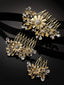 Women Set of 3 Gold-Plated Floral Shaped Embellished Comb Pin