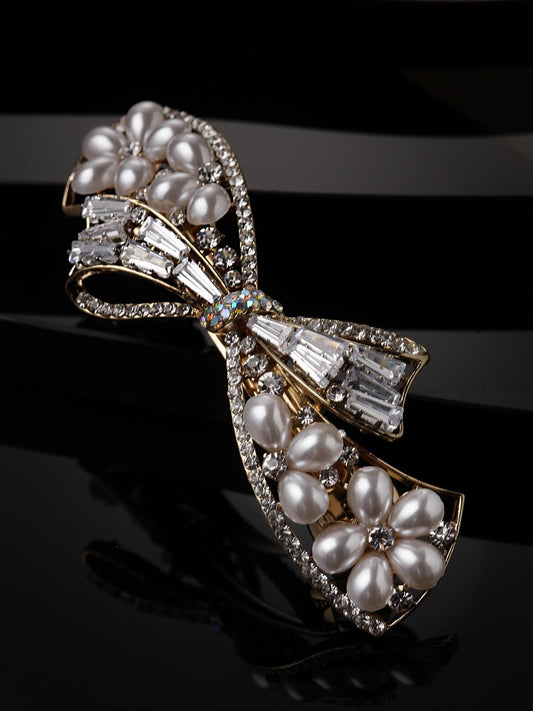 Women Gold-Plated Embellished French Barrette