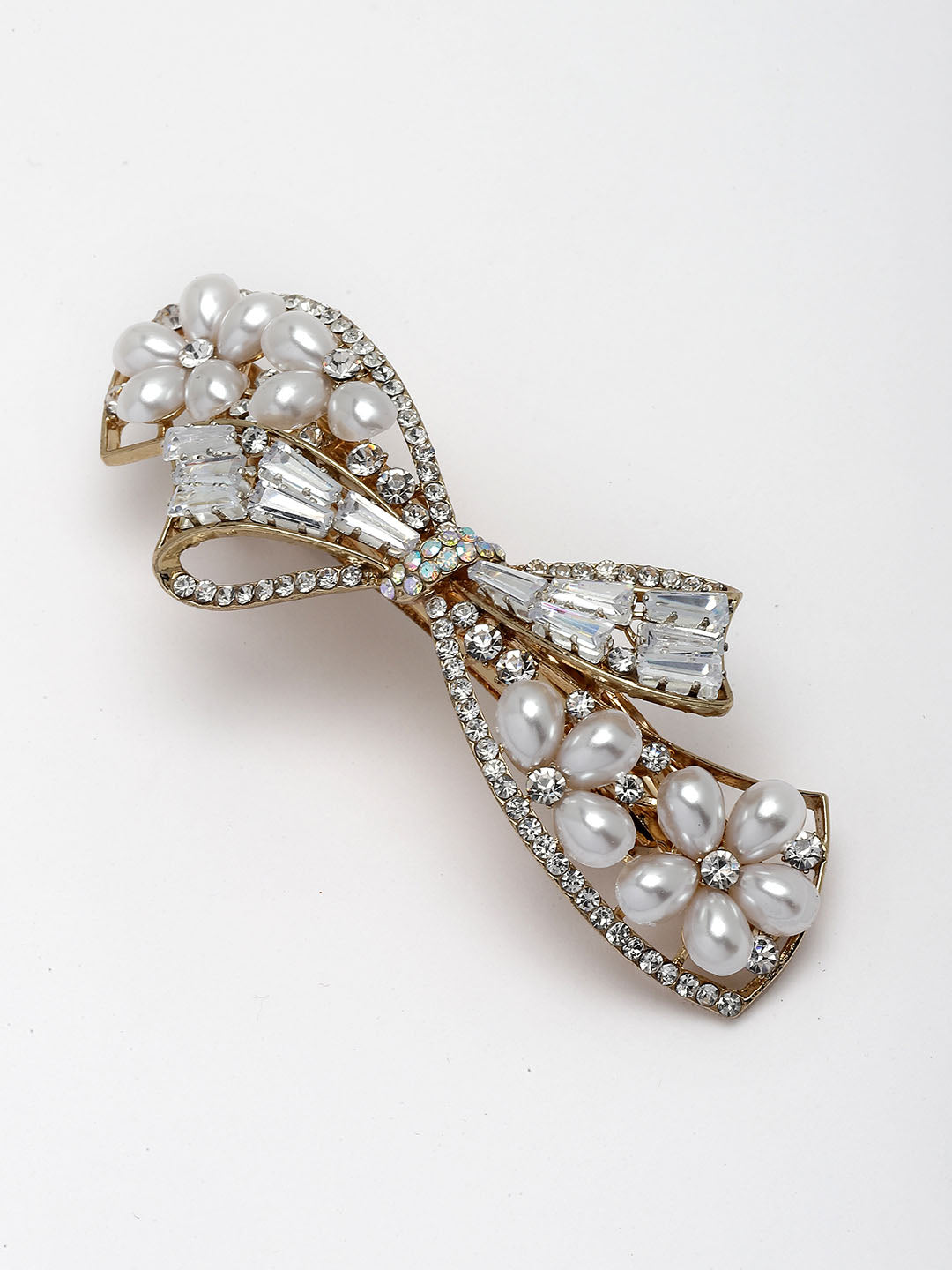 Women Gold-Plated Embellished French Barrette