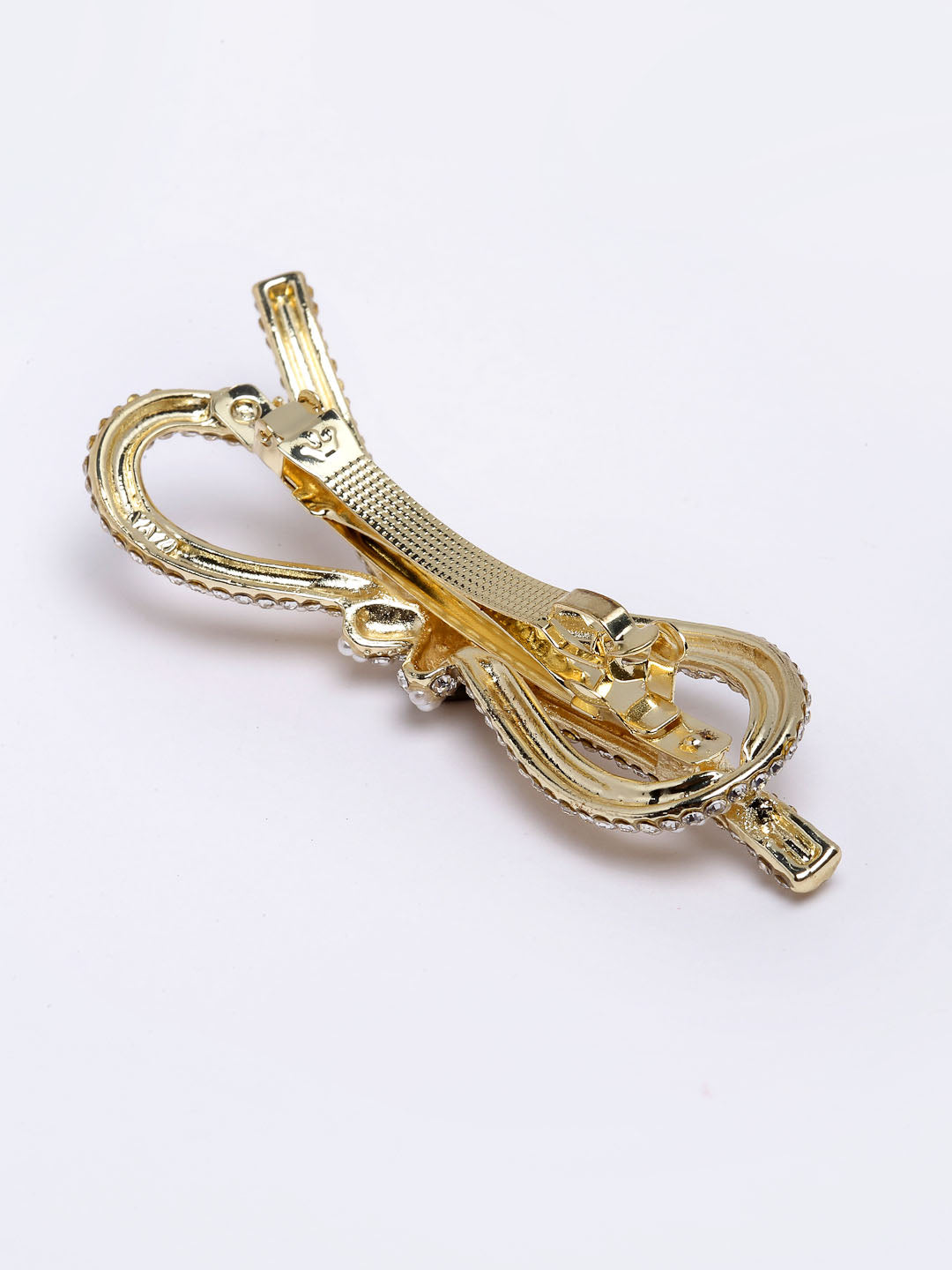 Women Gold-Toned Pear & Stone Embellished French Barrette Clip