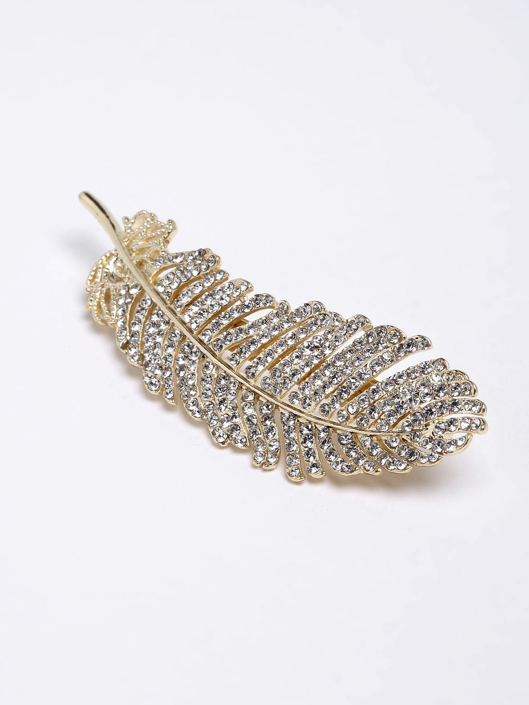 Women Gold-Toned & White Embellished French Barrette