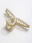 Women Gold-Toned & White Pearl Embellished Claw Clip