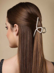 Women Gold-Toned & White Pearl Embellished Claw Clip