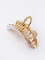 Women Gold-Toned & White Fish Shaped Embellished Pearl Claw Clip