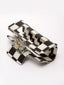 Women Black & White Check Claw Clip