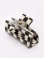 Women Black & White Check Claw Clip