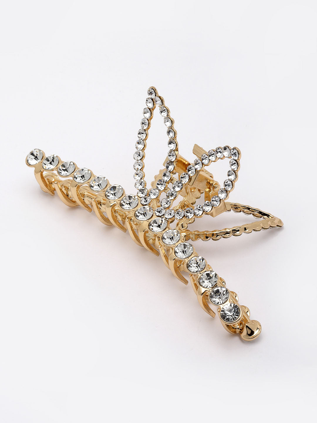 Women Gold-Toned Stone-Studded Embellished Claw Clip