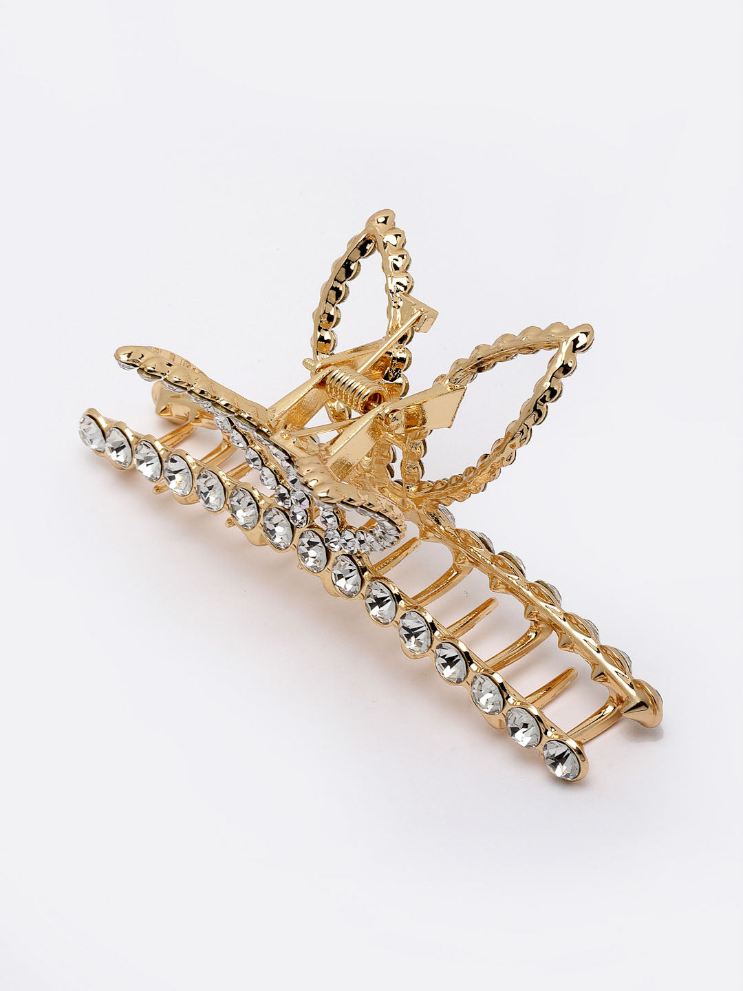 Women Gold-Toned Stone-Studded Embellished Claw Clip