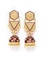 Women Gold Toned And Maroon Meenakari Dome Shaped Jhumkas Earrings