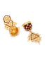 Women Gold Toned And Maroon Meenakari Dome Shaped Jhumkas Earrings