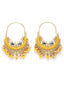 Yellow & Gold-Plated Kundan Crescent Shaped Hoop Earrings