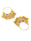 Yellow & Gold-Plated Kundan Crescent Shaped Hoop Earrings