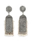 Silver-Toned & White Contemporary Pearl Drop Earrings