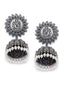 White Silver-Plated Oxidised Dome Shaped Jhumkas