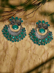 Silver-Toned Floral Chandbalis