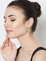 Silver-Toned Floral Drop Earrings