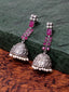 Silver-Plated & Pink Contemporary Jhumkas