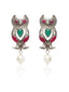 Silver-Toned & Red Contemporary Drop Earrings