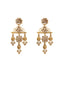 White Gold-Plated Handcrafted Contemporary Kundan Drop Earrings