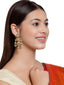 White Gold-Plated Handcrafted Contemporary Kundan Drop Earrings