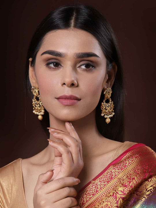 Women Gold-Toned Contemporary Drop Earrings