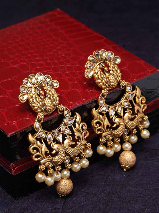 Women Gold-Toned Contemporary Drop Earrings