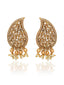 Gold-Plated & White Paisley Shaped Drop Earrings