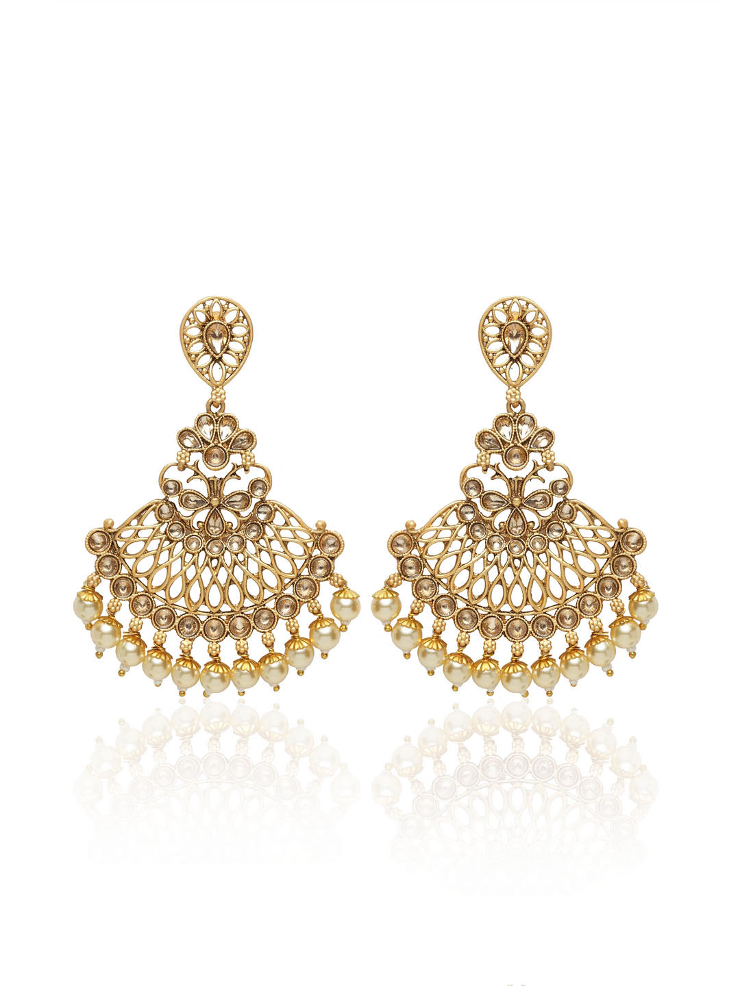Gold-Plated & Off-White Classic Drop Earrings