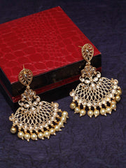 Gold-Plated & Off-White Classic Drop Earrings