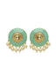 Gold-Toned & Sea Green Circular Studs