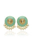 Gold-Toned & Sea Green Circular Studs