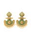 Gold-Toned & Green Geometric Handpainted Drop Earrings