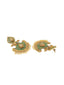 Gold-Toned & Green Geometric Handpainted Drop Earrings