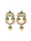 Gold & Green Dome Shaped Drop Earrings
