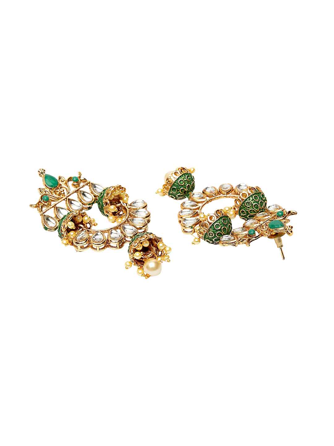 Gold & Green Dome Shaped Drop Earrings