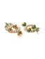 Gold & Green Dome Shaped Drop Earrings