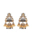 Gold-Toned & Black Dome Shaped Gold-Plated Hand Painted Drop Earrings