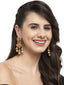 Gold-Toned & Red Dome Shaped Drop Earrings
