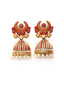 Gold-Toned & Red Dome Shaped Jhumkas
