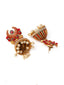 Gold-Toned & Red Dome Shaped Jhumkas