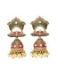 Gold-Toned & Red Dome Shaped Jhumkas