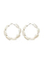 Silver-Plated & Off-White Sea Shell Circular Hoop Earrings