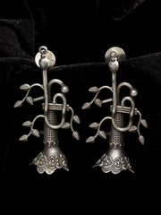 Silver-Plated Contemporary Drop Earrings