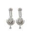 Silver Rhodium-Plated & White American Diamond Contemporary Drop Earrings