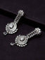 Silver Rhodium-Plated & White American Diamond Contemporary Drop Earrings