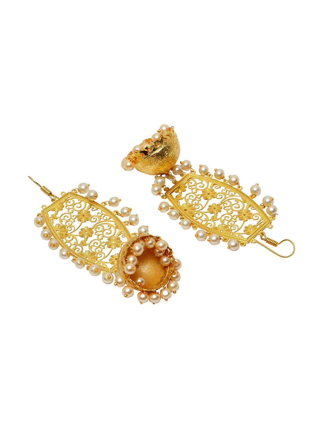 Gold-Plated & White Pearls Classic Jhumkas