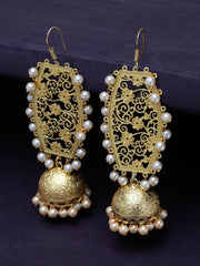 Gold-Plated & White Pearls Classic Jhumkas