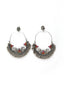 Silver-Toned & Pink Crescent Shaped Chandbalis