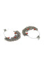 Silver-Toned & Pink Crescent Shaped Chandbalis