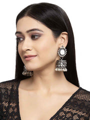Silver-Toned Contemporary Jhumkas